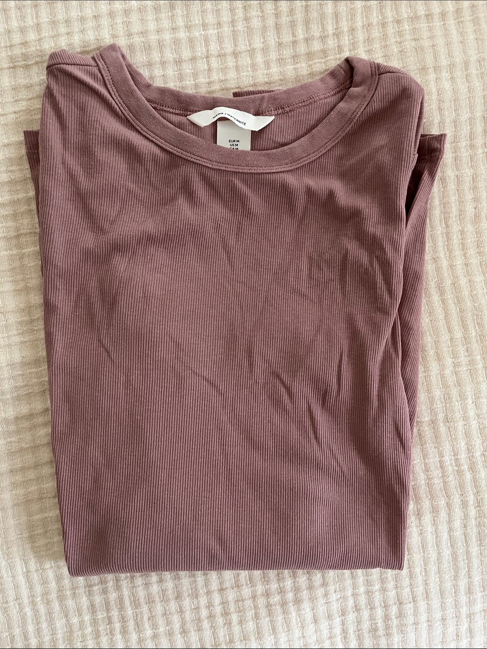 H&M Mama/Maternity Ribbed Crew Neck Top in Dusty Rose